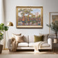 original oil painting by Nicole Athena of cypress trees in swamp with reflections on water mocked up in living room