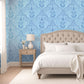 Carolina Sky Damask Printed Grasscloth Wallpaper
